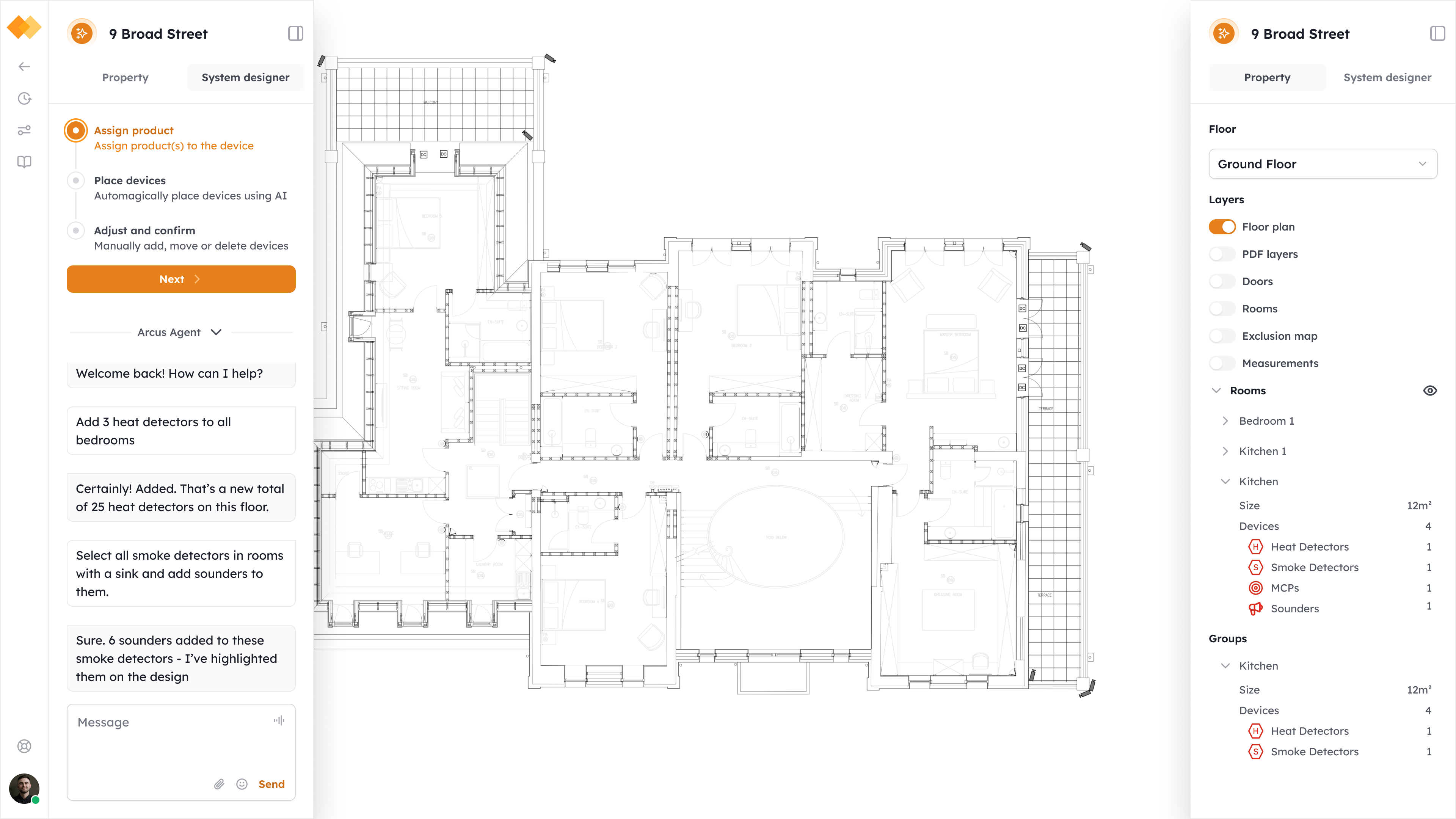 Arcus Fire Alarm Design Interface